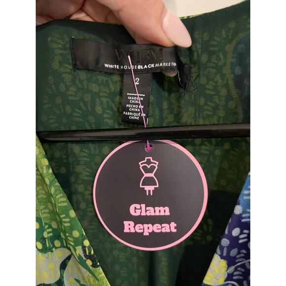 White House Black Market Satin Floral Dress - Picture 3 of 8